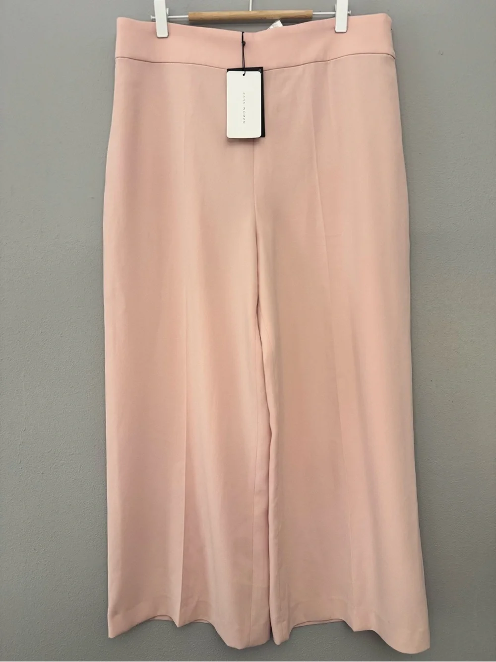 NWT Zara Pink High-Rise Wide Leg Pants XL - Quiet Luxury Candy Pink Trousers - Picture 2 of 9